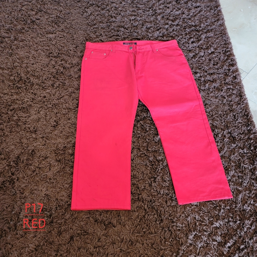JINZU JEANS W42 L32 Red Zipper Fly